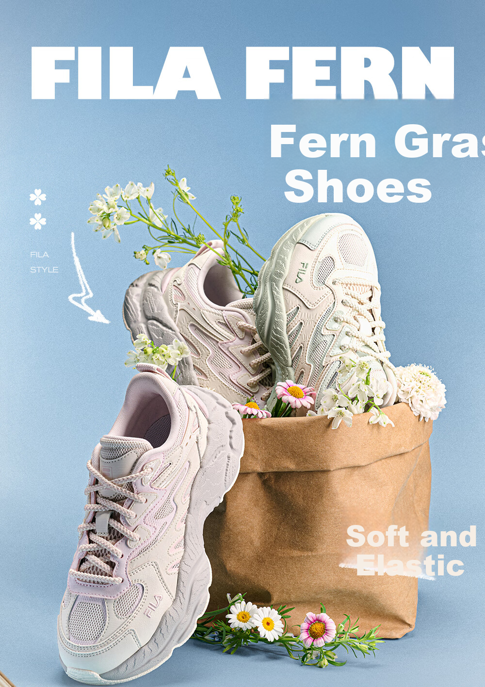 FILA Official Fern Leaf Men's Dad Sneakers 2026 Summer Breathable Casual Sports Shoes 1