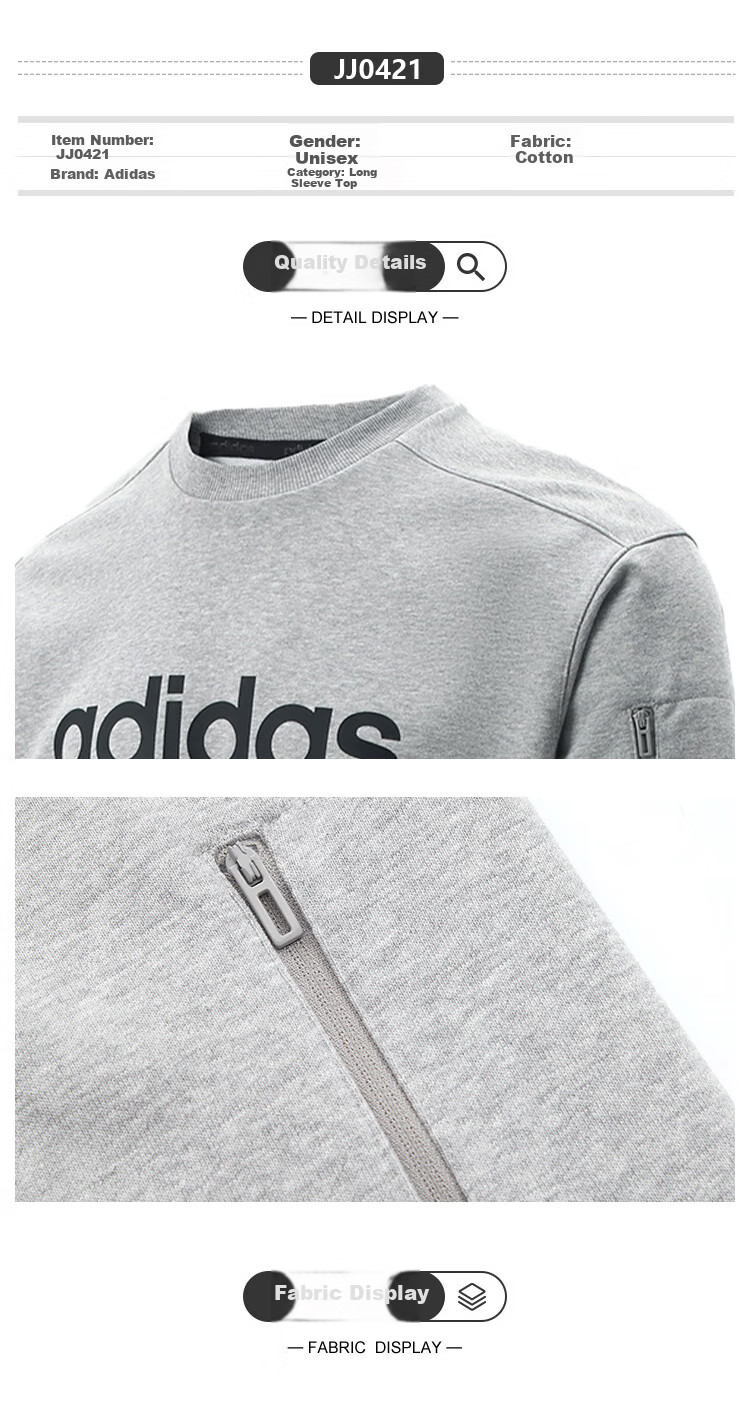 Adidas Men's Fashion Trendy Sports Knitted Pullover Crewneck Sweatshirt JJ0422 2