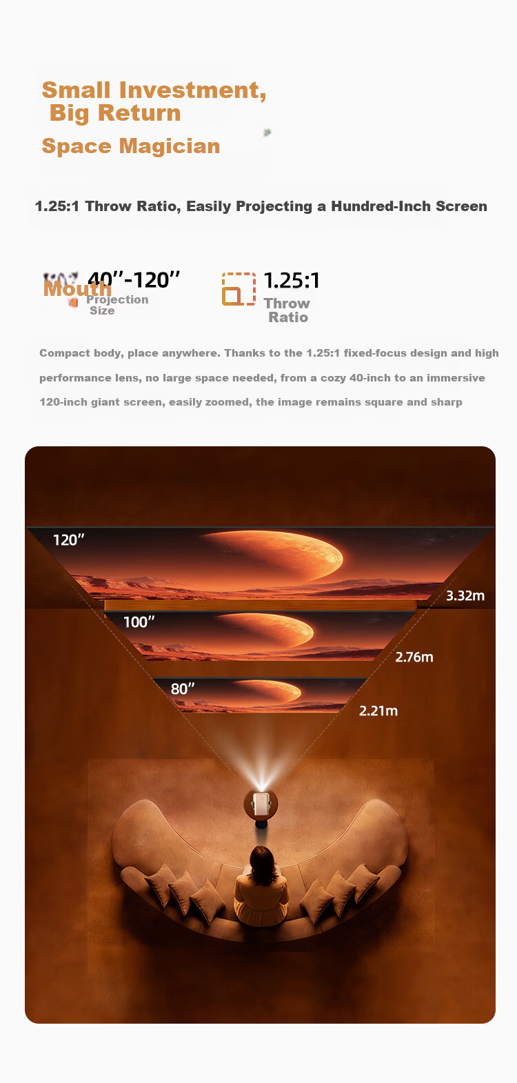 AOC A3 Pro High-Brightness Cloud Platform Projector Home Bedroom Large Screen Home Theater Slim Portable Office Meeting True 1080P Smart Projector (580CVIA) 12