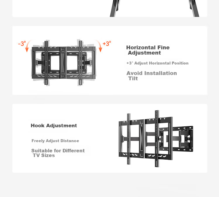 Junao Embedded Dual-Arm Telescopic TV Wall Mount Bracket, Extendable and Rotatable, Compatible with 75-110 Inch TVs, Universal for Xiaomi, Hisense, Skyworth, TCL 26
