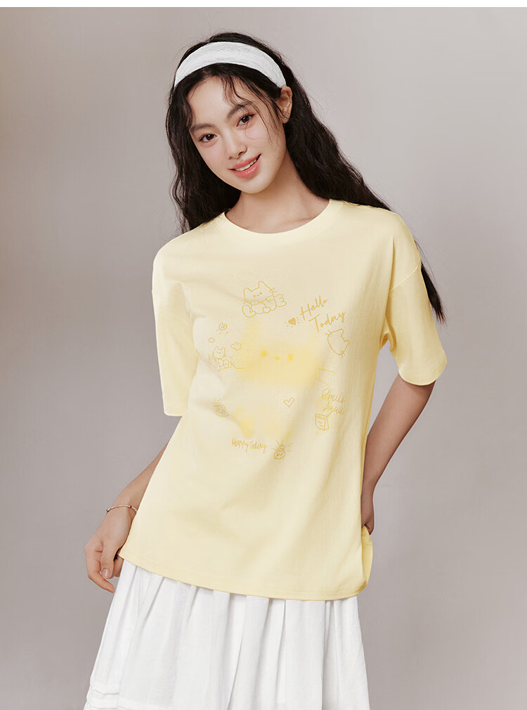 Semir Women's Summer Short Sleeve T-Shirt Mid-Length Loose Cartoon Print Cute Niche Top 10A326100004 2026 16