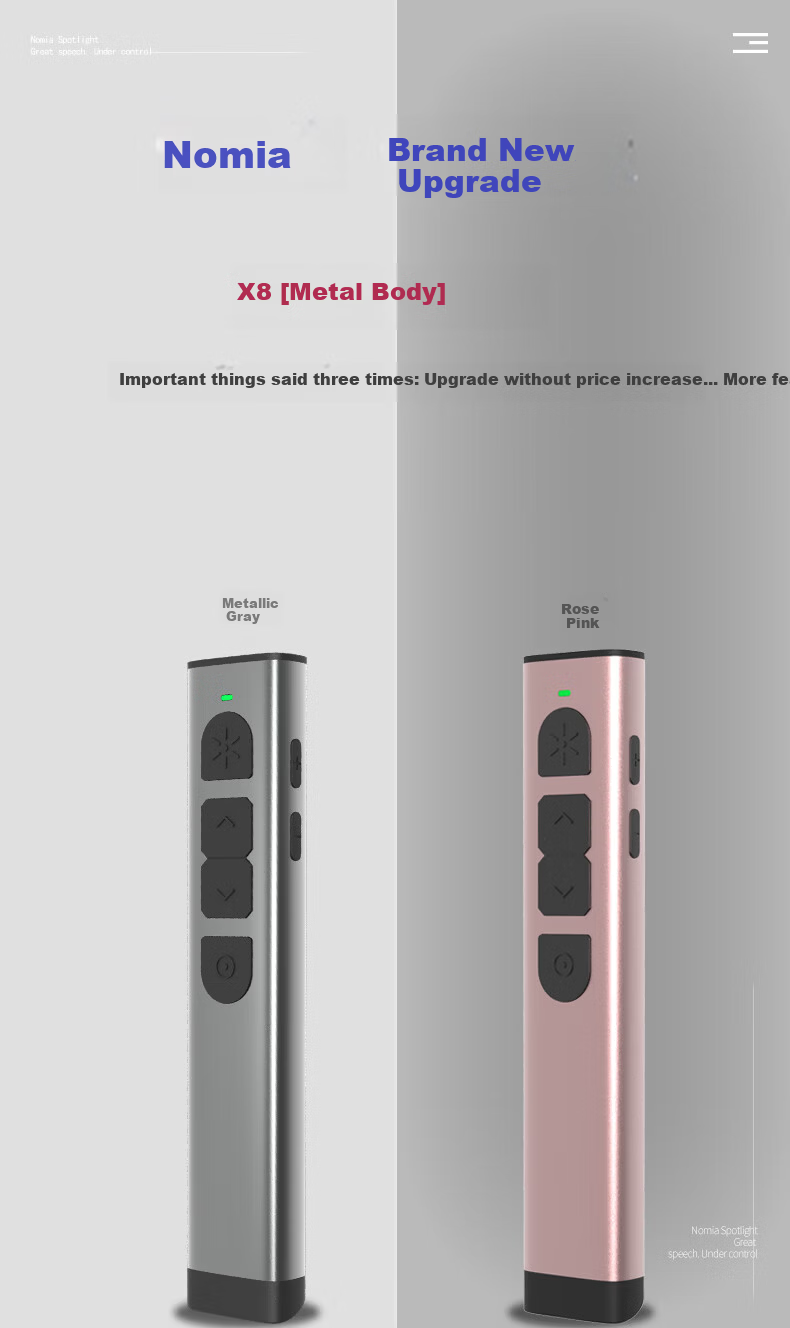 Nomiya X8 Metal Body Digital Laser Pointer LED LCD TV Multi-Function Presentation Remote Focus Magnifier Rechargeable PPT Air Mouse Drawing Pen for Teachers 3