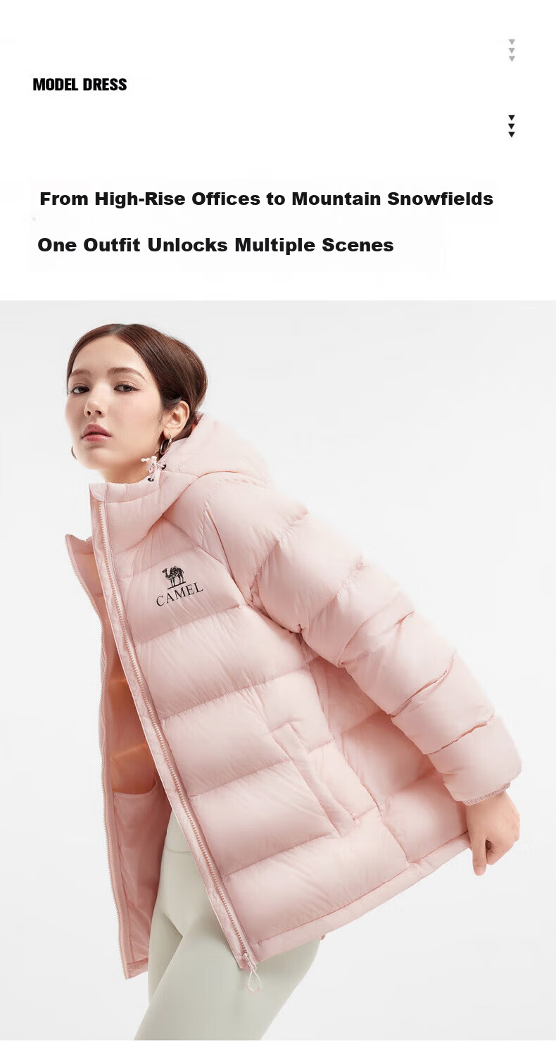CAMEL Outdoor Down Jacket Winter Thickened Warm Unisex Windproof Graphene Puffer Coat 54