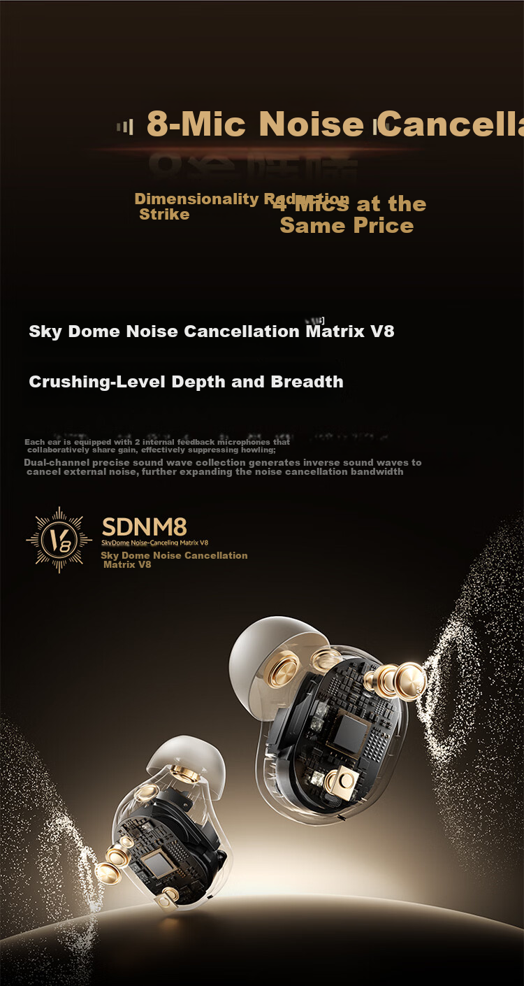 QCY [Major New Product] A30 Wireless Bluetooth Bean-Shaped In-Ear Active Noise Cancelling -60dB Sports Earphones with Adaptive Wind Noise Reduction, Call Noise Cancellation, Long Battery Life, Desert Gold 3