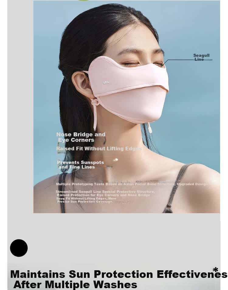 Beneunder Cooling Sun Protection Face Mask Sun Shield Face Cover Neck Gaiter Cycling Face Guard Medical Breathable Eye Corner Sunblock Blue 5