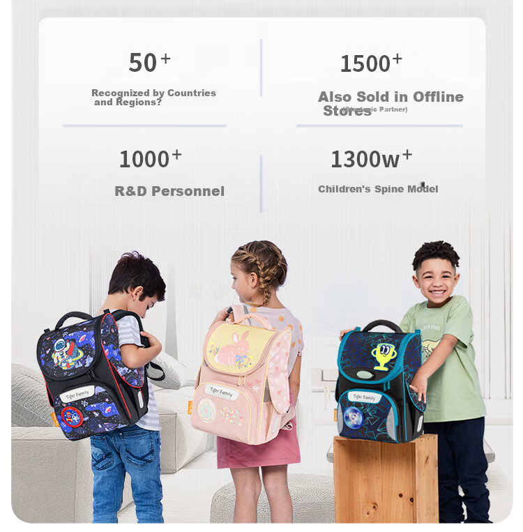 TigerFamily Children's Backpack for Primary School Students Grades 1-3, Spine-Protecting And Load-Reducing Large Capacity Backpack for Girls And Boys 4