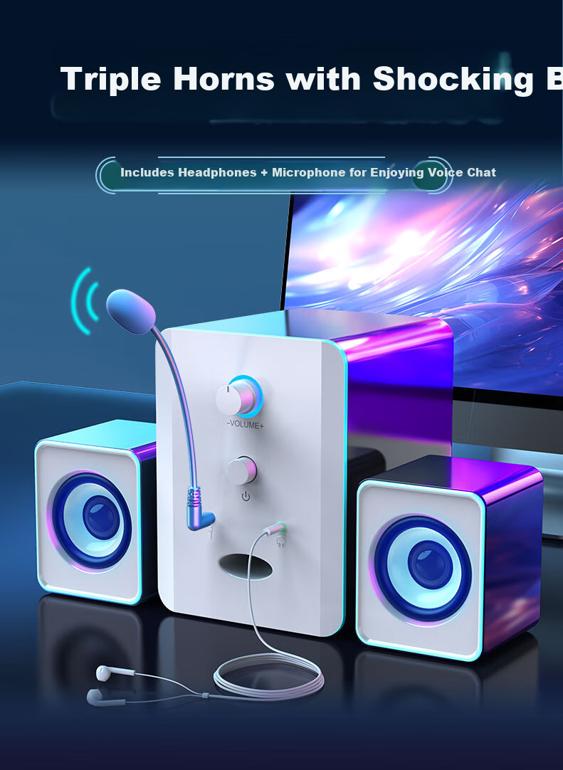 SADA S-201 Microphone Headset Computer Speaker All-in-One Desktop Home 2.1 USB Wired Multimedia Subwoofer Laptop Speaker 1