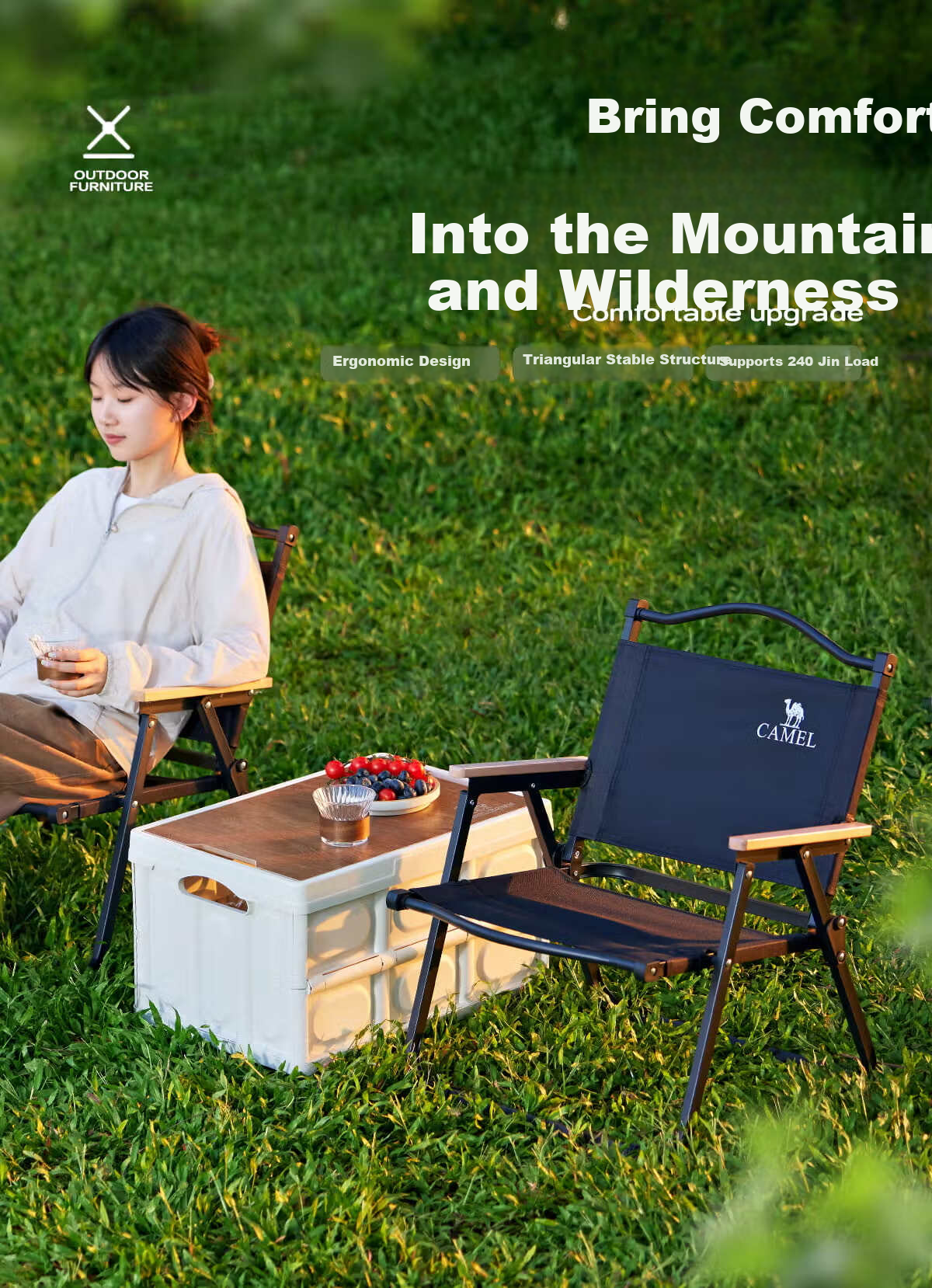 CAMEL Outdoor Folding Camping Chair Kermit Stool Beach Portable Folding Stool Table Chair 1J722C7586N 1