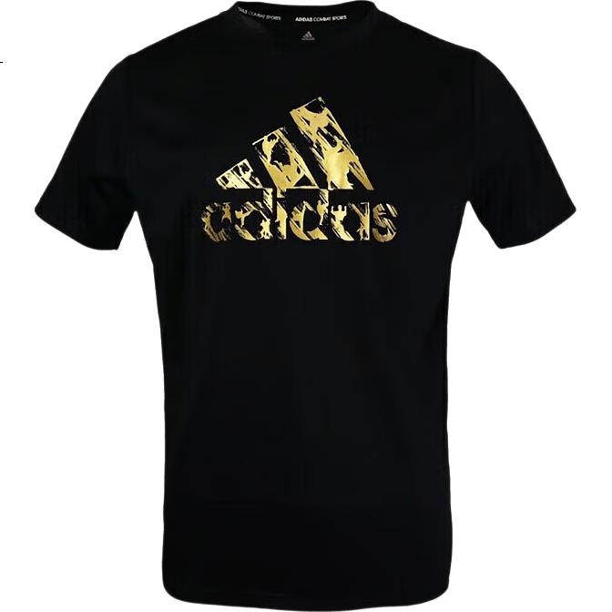 Adidas [Clearance Sale] Summer Unisex Short-Sleeve Men's T-Shirt for Running, Fitness, Sports, Quick-Dry Versatile Black Gold S