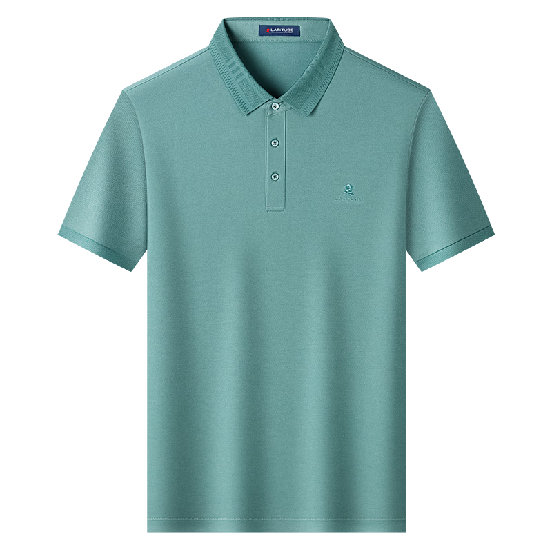 MONTAGUT Men's Summer Short Sleeve Silk Cool Breathable Business Casual Polo Shirt Green 3070 2XL/54