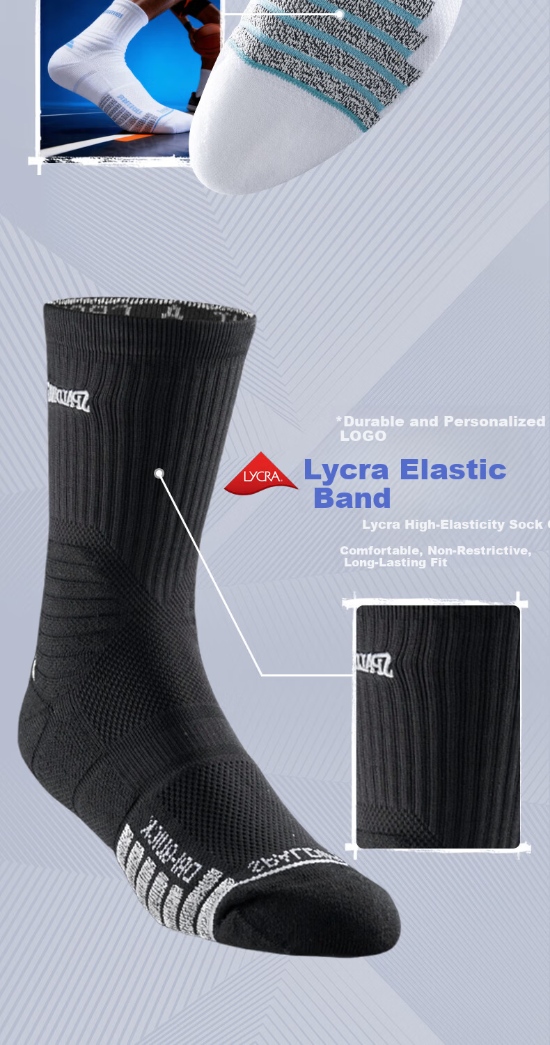SPALDING Men's Basketball Socks Colorful Long Tube Professional Anti-Slip Thickened Shock Absorption Breathable Sports Socks 3 Pairs Pack 8