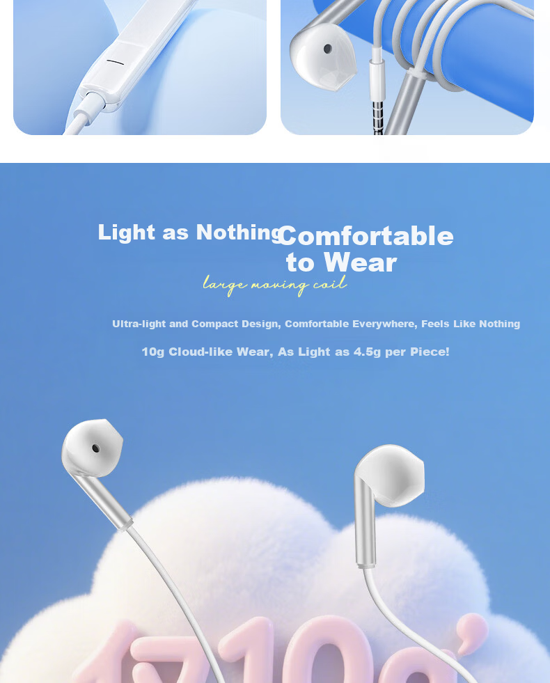HP 1115 Wired Earphones 3.5mm Half In-Ear with Mic 14.2mm Large Driver HD Sound for Phone PC Tablet Gaming Music Online Classes 5