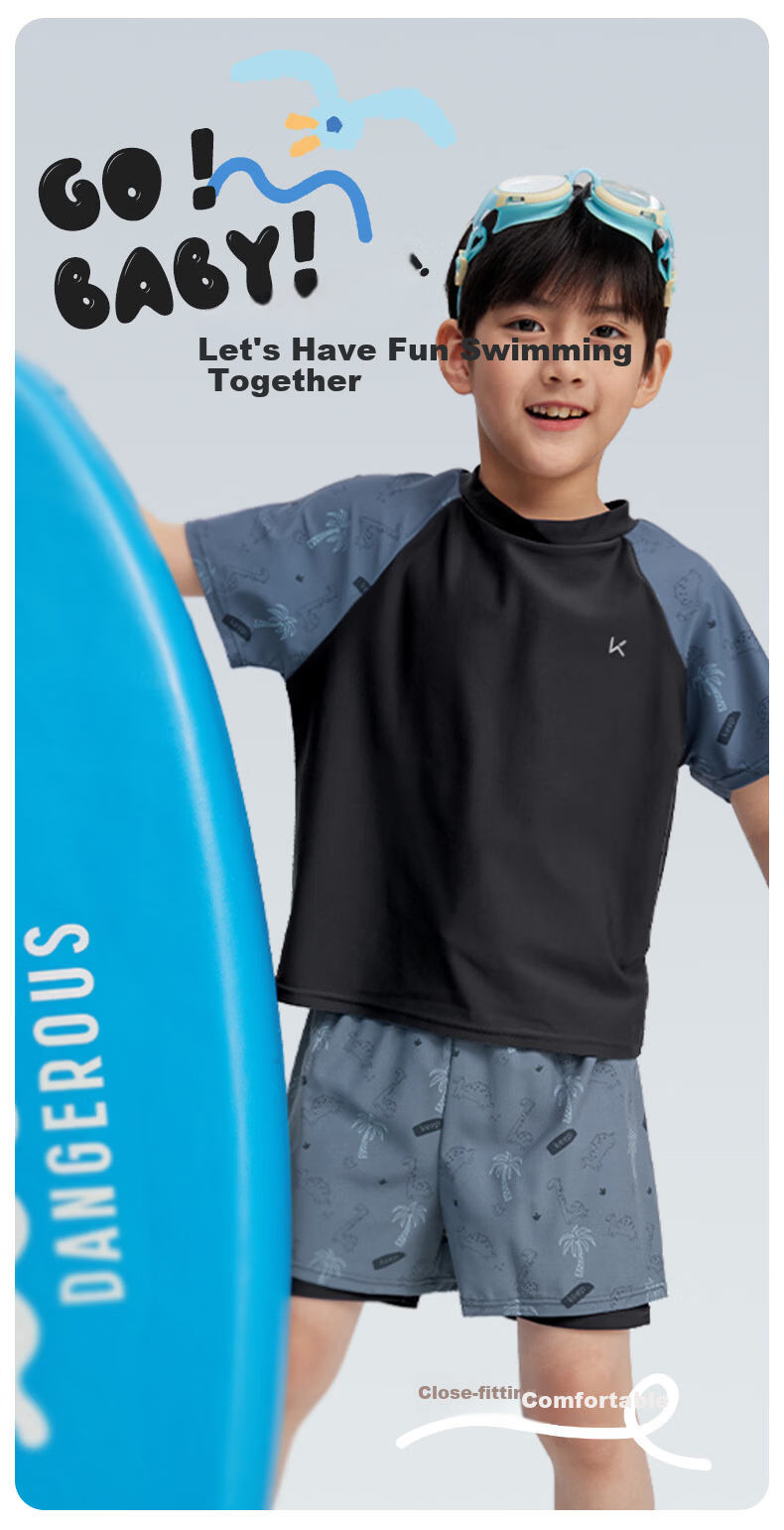 Keep Boys' Swimwear Kids Children's Swimming Suit Large Child Youth Two-Piece Thermal Spa Set Black 160 1