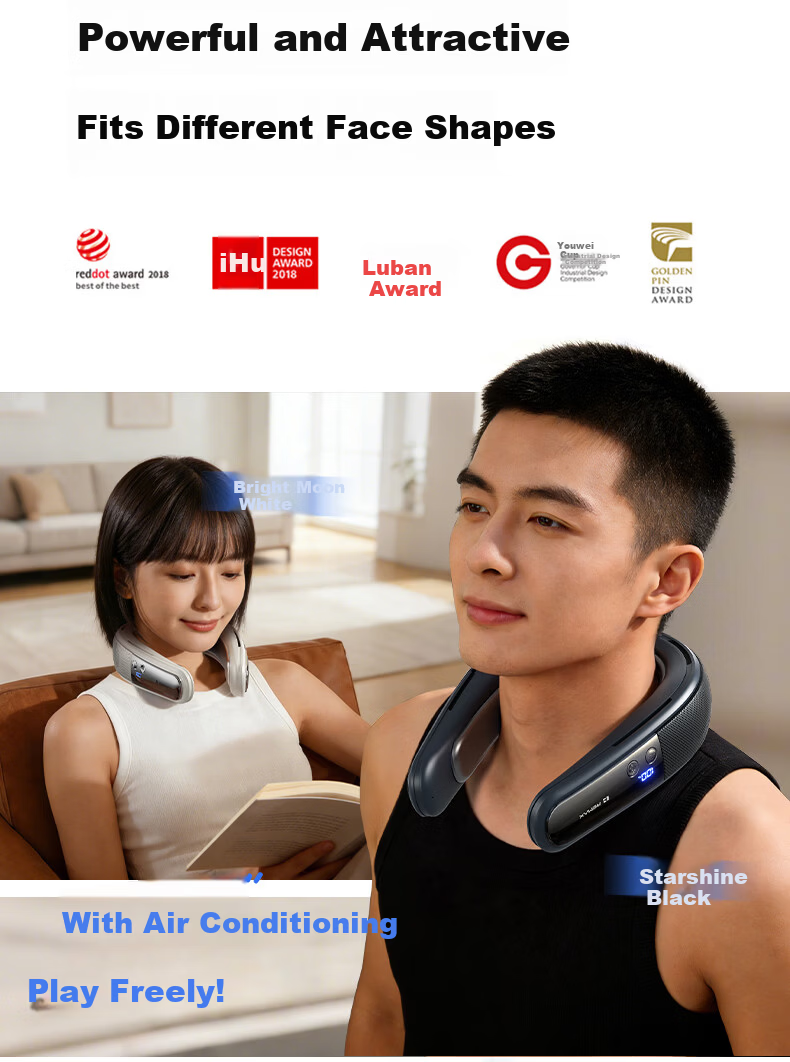 REMAX 2026 New AI Smart Control Neck Hanging Air Conditioner Cooling Fan Long Battery Life Portable Outdoor Wearable Neck Head Cooling Device Birthday Gift 12