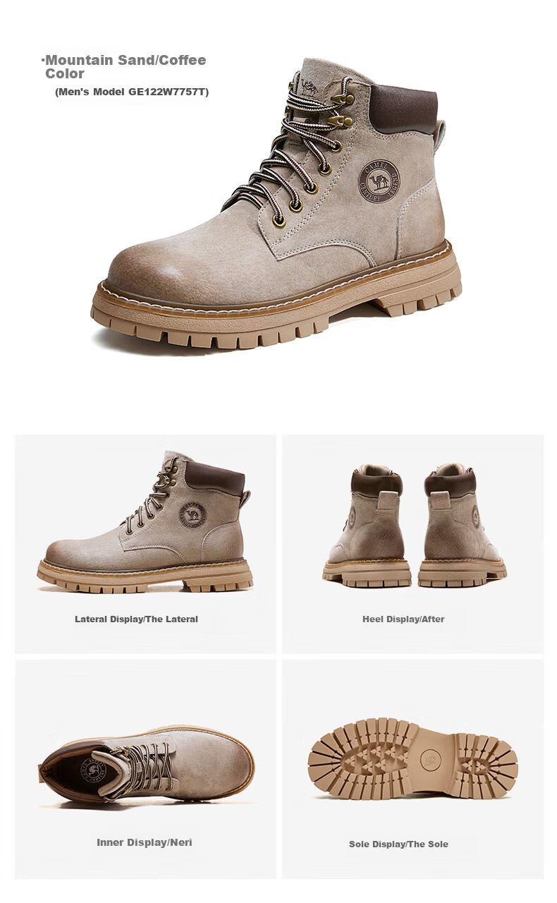 CAMEL Wang Junkai Style Martin Boots High-top Outdoor Workwear Yellow Boots Men GE122W7757T Golden Yellow Size 40 26