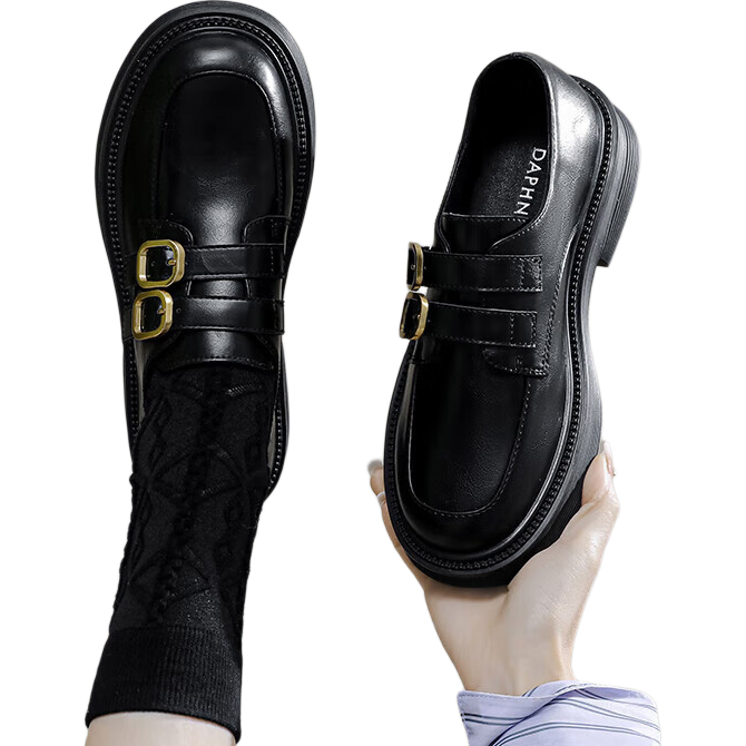 DAPHNE Women's Loafers, Spring And Autumn Black Versatile Shoes, British Retro Design Women's Flats, Black, Size 38