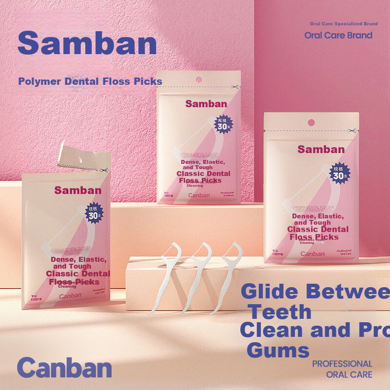 Canhalf Flexible Strengthened Dental Floss Picks Smooth Round Strong Durable Dual-Use Floss and Toothpick Multi-Surface Cleaning 30pcs Bag