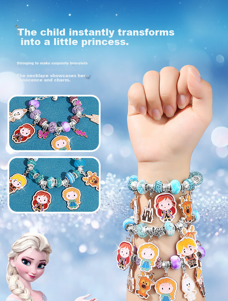 Disney Frozen Elsa DIY Landscape Dress-Up Gift Box Hair Clip Hair Accessories Bead Set for Girls Ages 3-9 Birthday Present 10