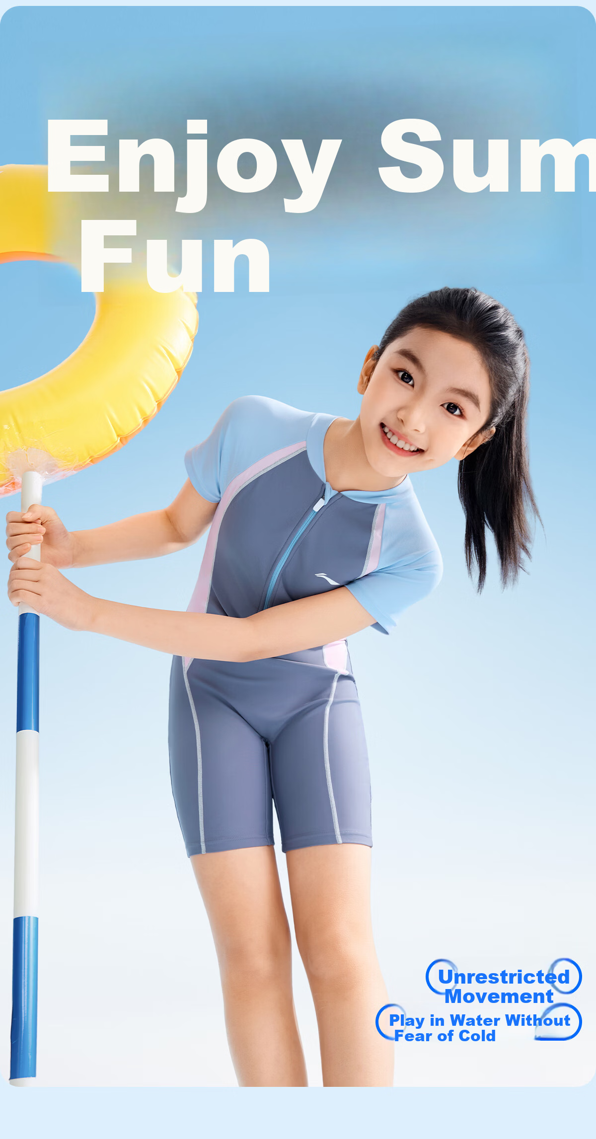 LI-NING Kids Girls One-Piece Swimsuit with Chest Pad Professional Training Swimwear for Middle and High School Students 2026 New Model 2