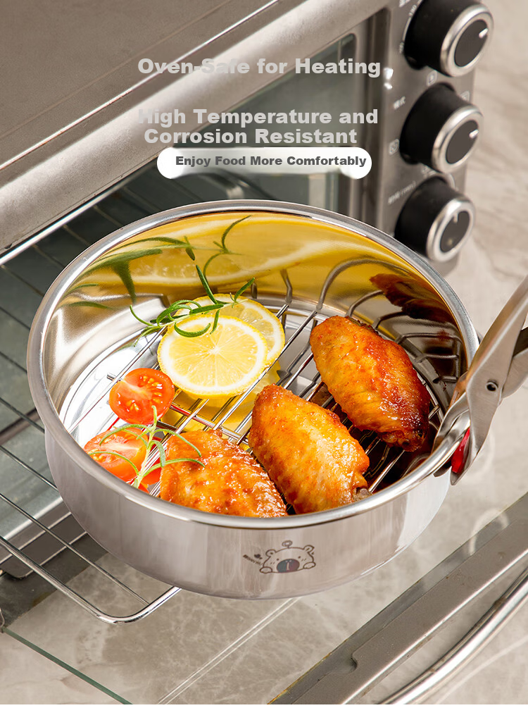 Banwu Life 304 Stainless Steel Air Fryer Baking Tray and Bowl Dedicated Reusable Oven Tray Oil Filter Tray Oil Separator Tray 6
