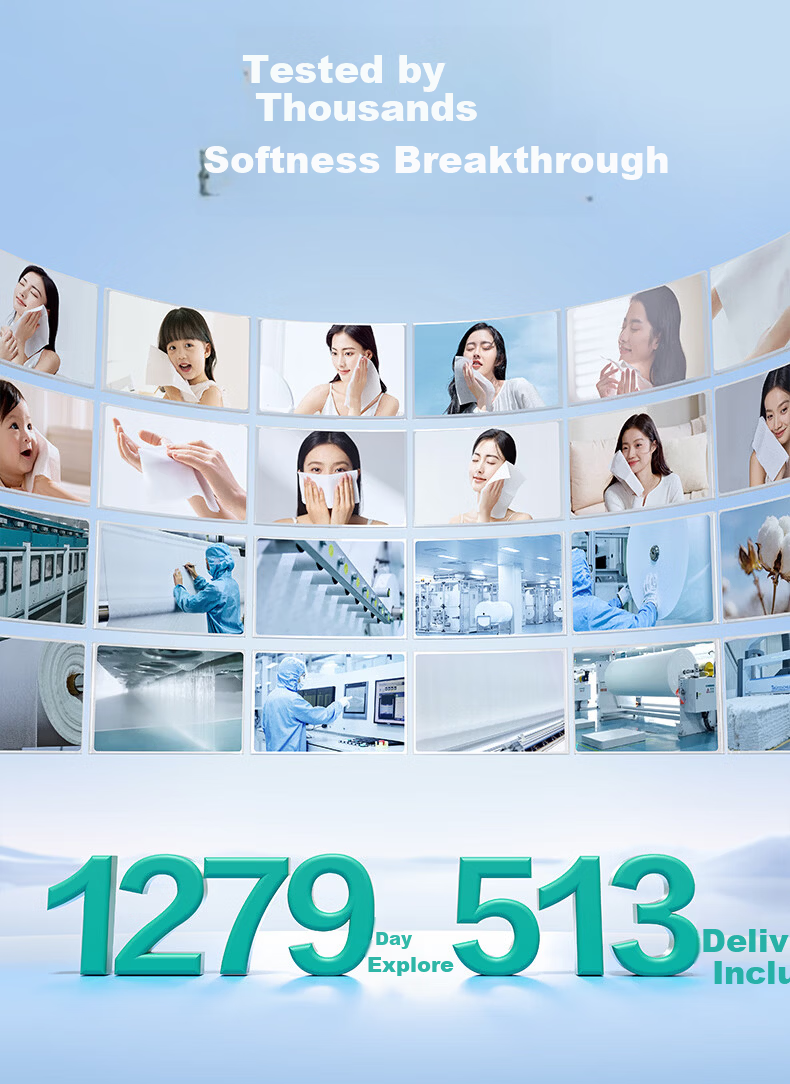PurCotton Era [Sun Yingsha Edition] Facial Wipes 100 Sheets*6 Packs 100% Cotton Soft Disposable Towels 20*20CM 4