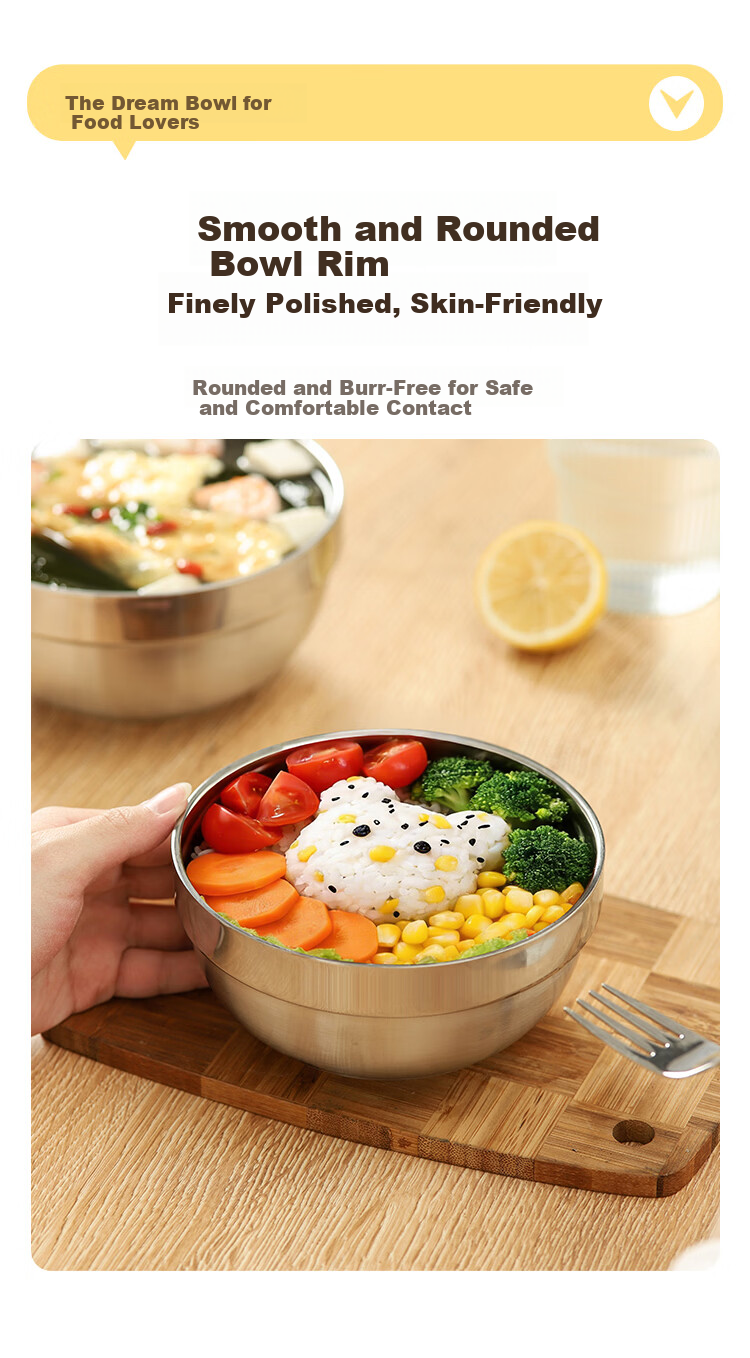 Shengjia 316 Stainless Steel Double-Layer Insulated Anti-Scald Bowl 11.5cm for School Canteen Hotel 316 Double-Layer Bowl [Jing Warehouse] 7