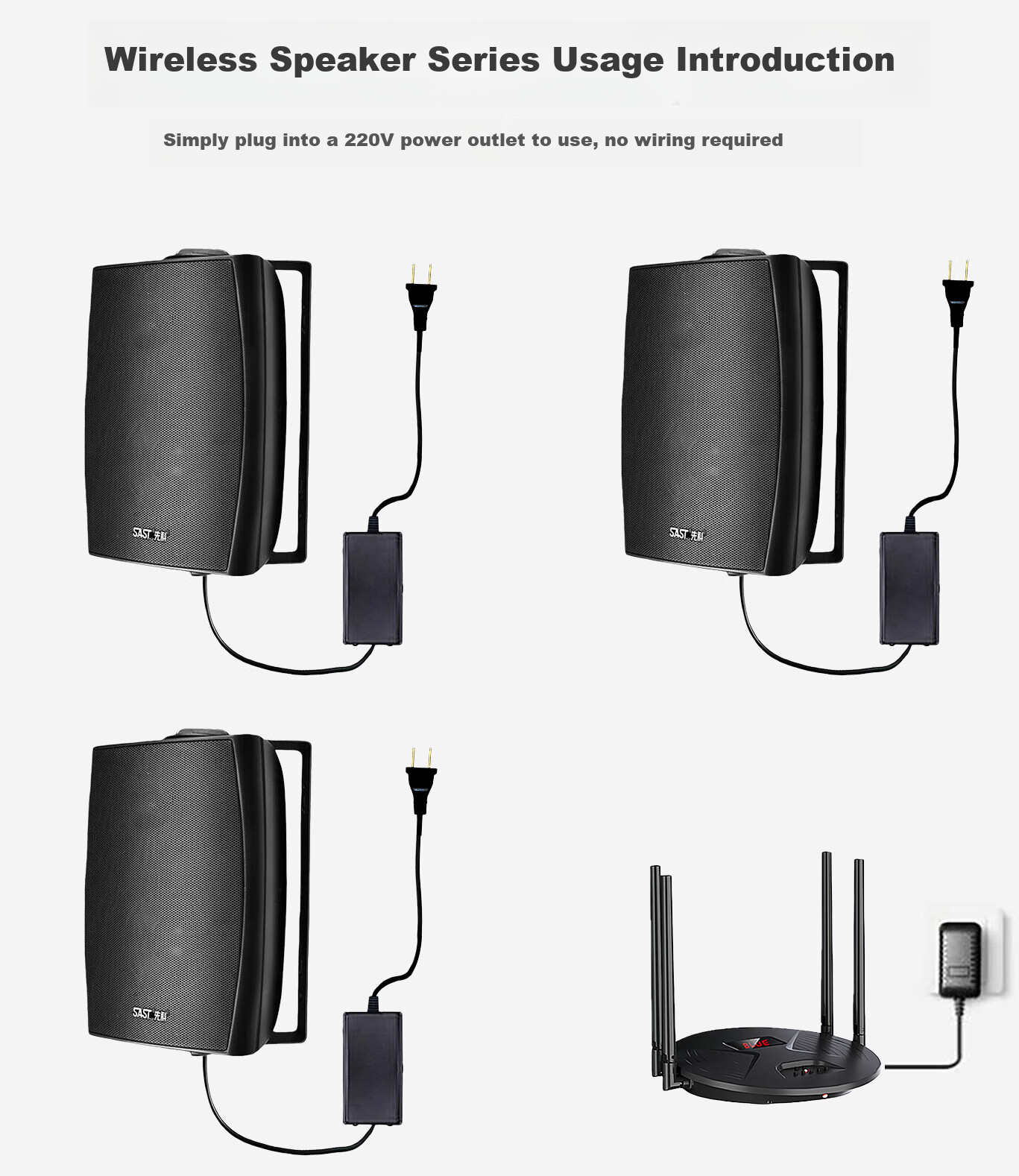 SAST RR808 Wireless Bluetooth 60W Wall-Mounted Speaker Set 6-Inch Supermarket Store Classroom Wall Background Music Public Broadcast Speaker System One-to-One 9