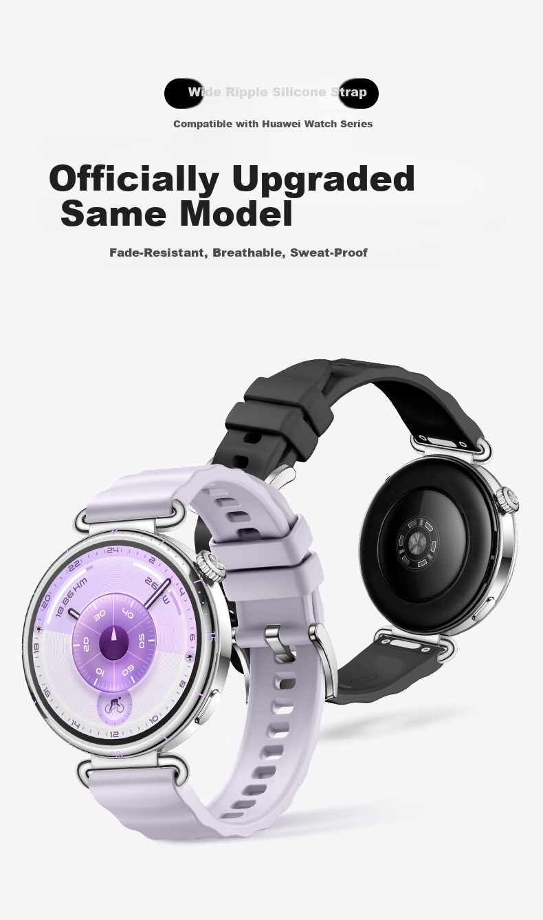 Weiqiantu Huawei Watch GT6 Wide Ripple Silicone Strap Original Series GT6 Wide Ripple Silicone Strap 18mm New Flowing Purple (Press Type) 2