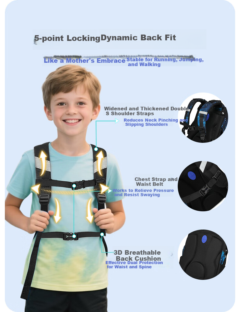 Herder Kids School Backpack 2025 New Model Grade 1-3 Cloud Sensing Spine Protection Ultra-Lightweight Unisex Shoulder Bag 3