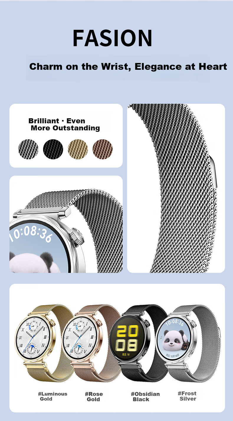 Competitor Metal Milanese Stainless Steel Magnetic Breathable Watch Band for Huawei GT6/GT5/GT4 41mm Women's Strap 3
