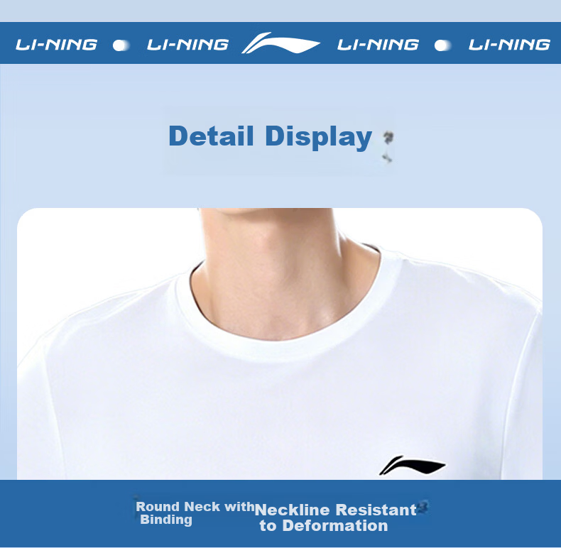 Li-Ning Men's Quick-Dry T-Shirt Short Sleeve Summer Breathable Ice Silk Casual Loose Running Basketball Sports Fitness Quick-Dry Shirt 17
