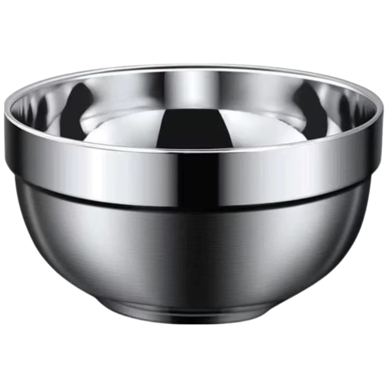 Congge 304 Stainless Steel Double-Layer Insulated Anti-Scald Bowl School Canteen Platinum Bowl 13cm Jingcang