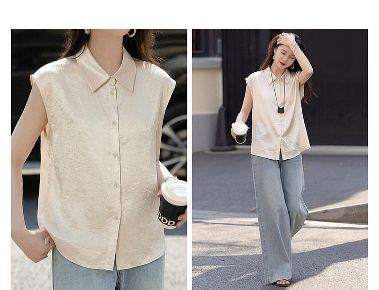 Demana Smooth 100 Acetate Summer Luxury Style Wide Collar Broad Shoulder Shirt Elegant High-End Women's Blouse 9