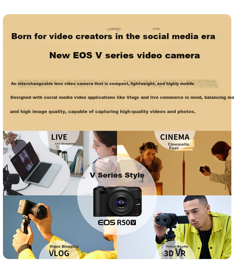 Canon EOS R50 V Black Body Creative Video Camera 2