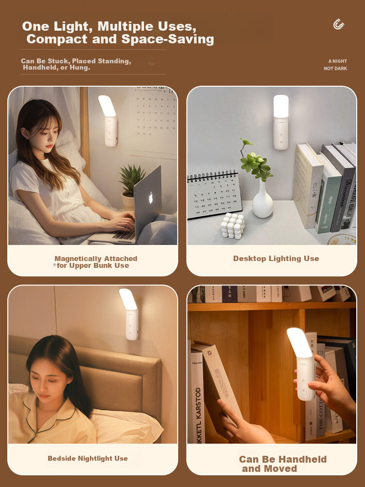 Kuhuo Smart Voice-Controlled Night Light Voice Bedside Lamp Reading Desk Lamp Eye Protection Wall Lamp Bedroom Sleep Rechargeable Wall-Mounted 5