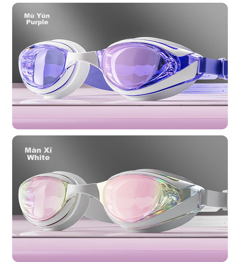 JEEP Women's HD Anti-Fog Waterproof Professional Prescription Swimming Goggles and Swim Cap Set - Manxi White 400 11