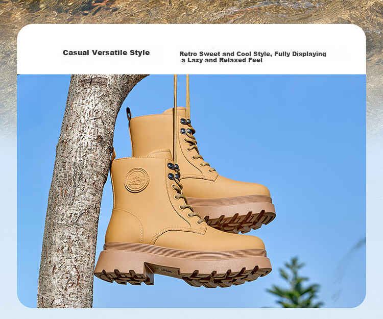 CAMEL Outdoor Casual Shoes Fashion Martin Boots Waterproof Non-slip Women's Work High-top Rain Boots F24C013696 7