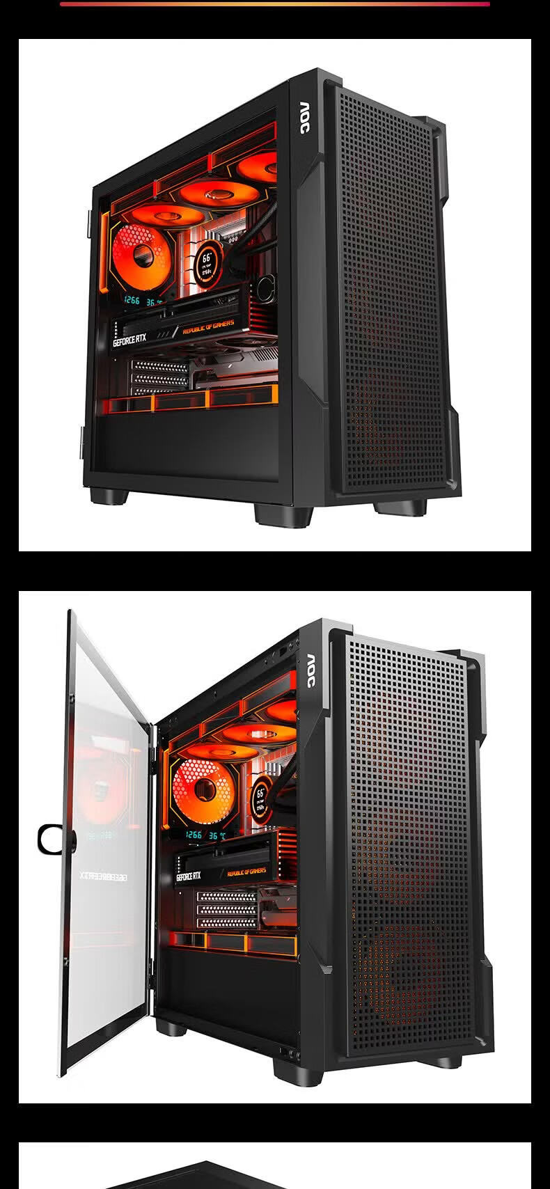 AOC CG420B Case Fan Set with 7 T122RB Fans Black ARGB Sync PWM Temperature Control 13