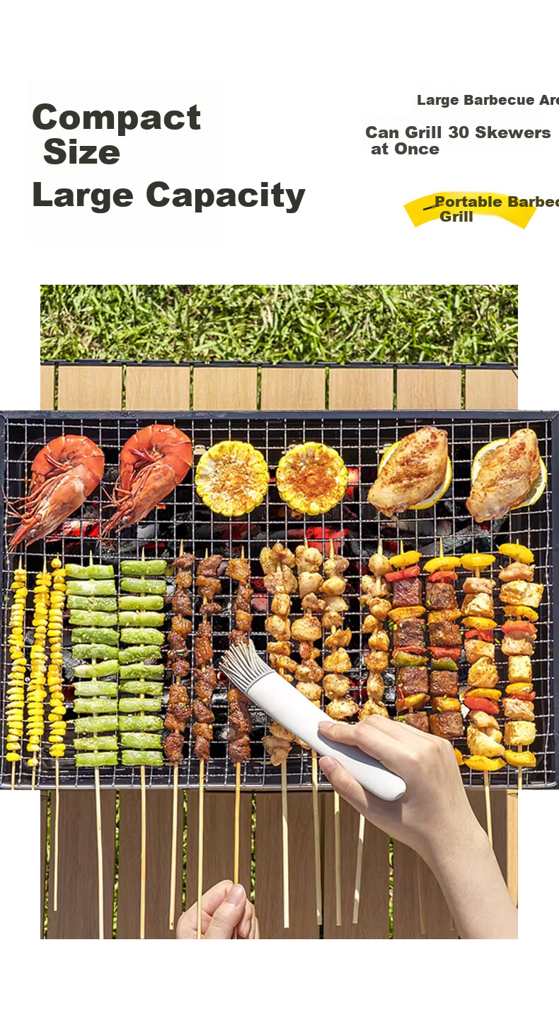 BeiJiLang Outdoor BBQ Grill Thickened Large Portable Foldable Skewers Barbecue Grill for Camping Picnic Home Use 1