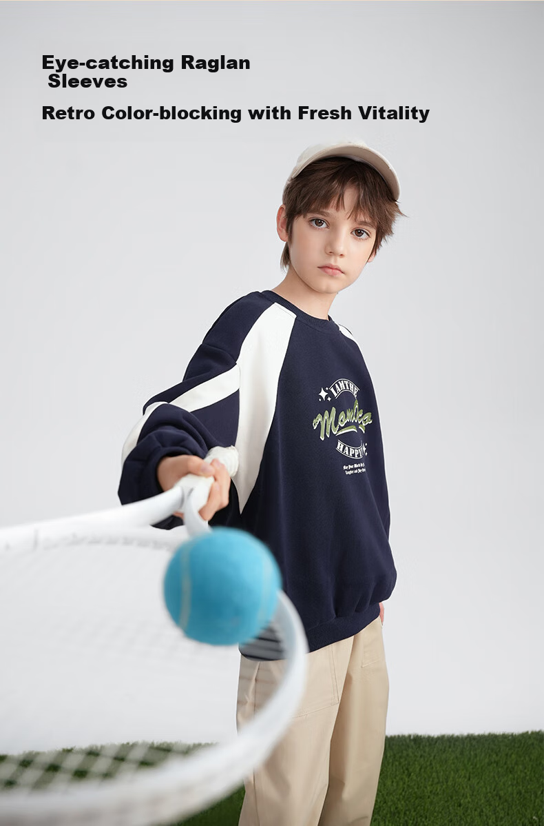 MOMOCO Kids Sweatshirt Autumn Boys Round Neck Stylish Trendy Navy 110 1