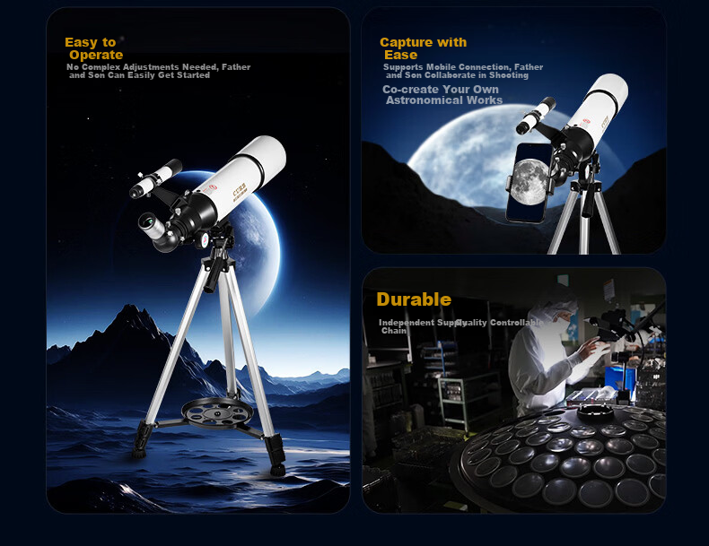 CURB Professional High-Power HD Astronomy Telescope for Stargazing, Space, Kids Beginner Home Use, Jupiter Cloud 1000000 9