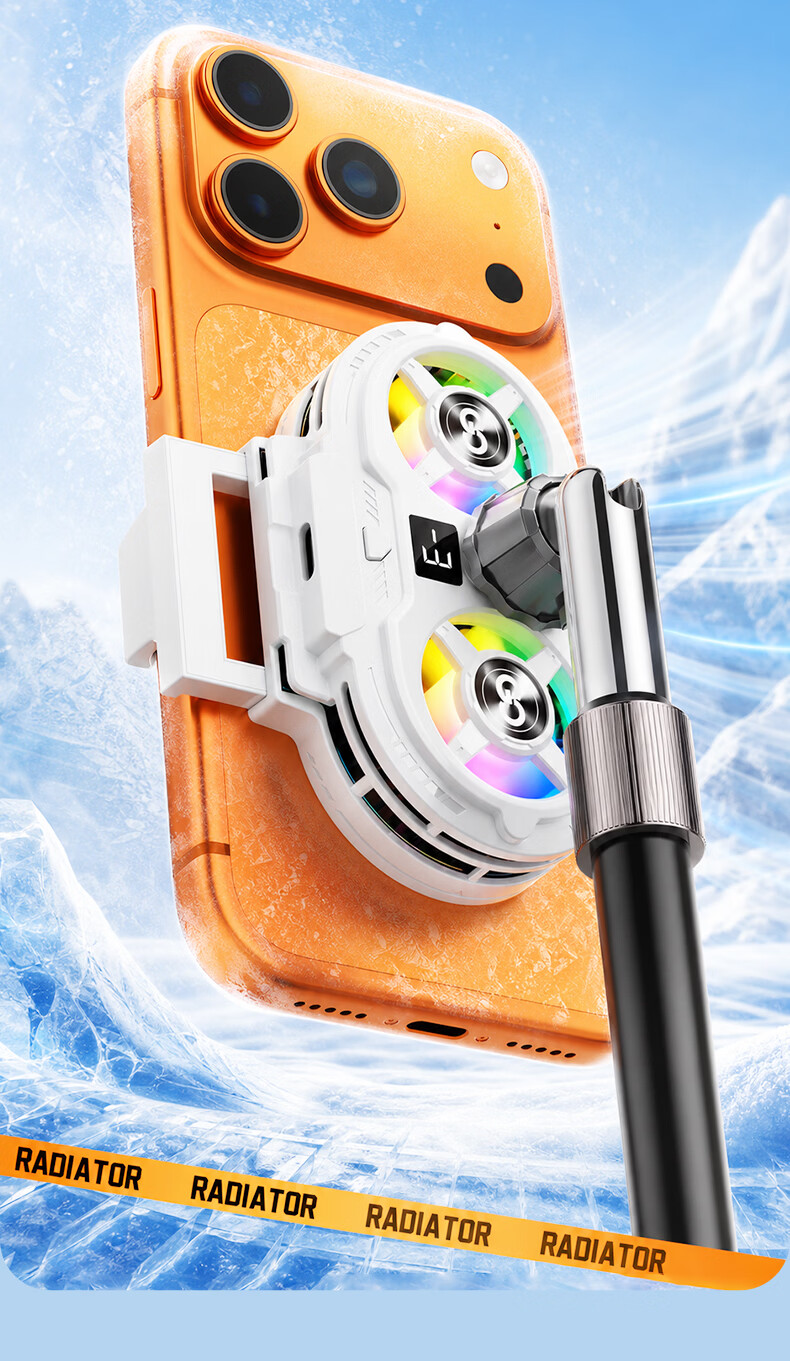 WITGOER Dual-Core Cooling 2.1m Floor Stand Smart Digital Display Mobile Phone Cooler Semiconductor Cooling Live Streaming Gaming Back Clip 12