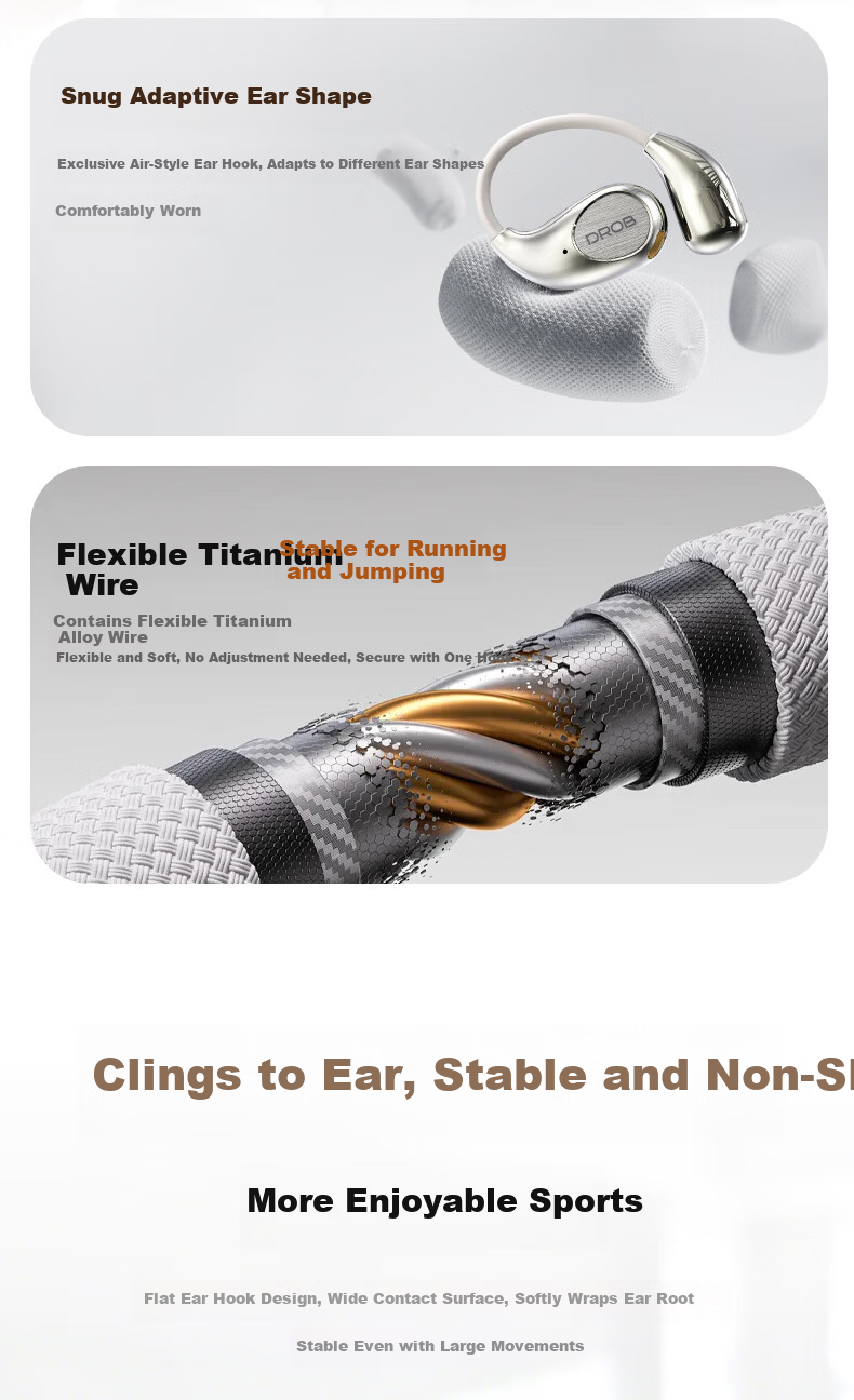 D.ROB D.ROB Clip-On AI Translation Wireless Bluetooth Earphones 2-in-1 Long Battery Life Compatible with Huawei Xiaomi Apple K75 Off-White 12