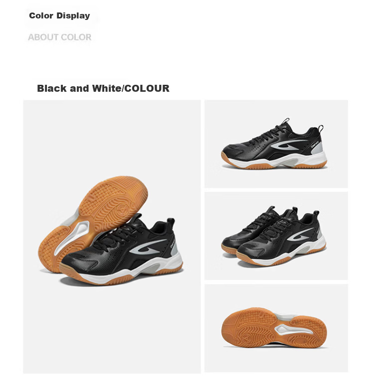 DEERWAY New Unisex Badminton Shoes Durable Anti-Twist Non-Slip Breathable Low-Cut Lightweight Sports Casual Shoes Black White Size 41 22