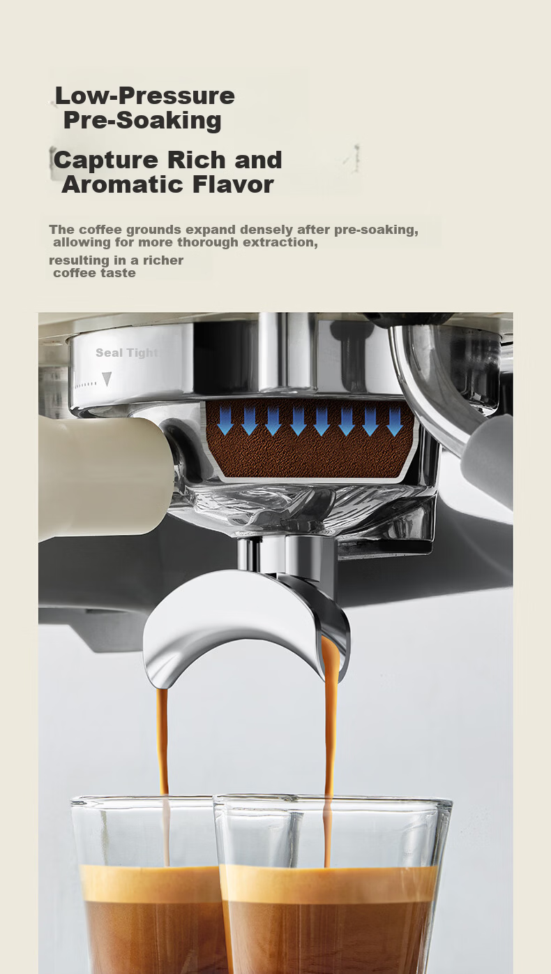 Kepura CP296 Cloud White Dual Pump Dual Boiler Espresso Coffee Machine Semi-Automatic Home Office Small Steam Milk Frother Grinder All-in-One (Cold Brew Version) 4