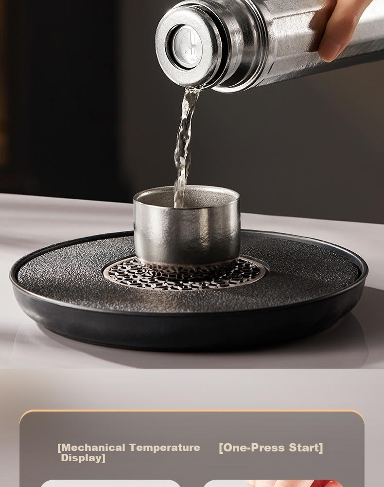 Alluflon Pure Titanium Insulated Tea Infuser Cup with Tea Separation Business Gift Titanium Cup Ice Flower Blue 7