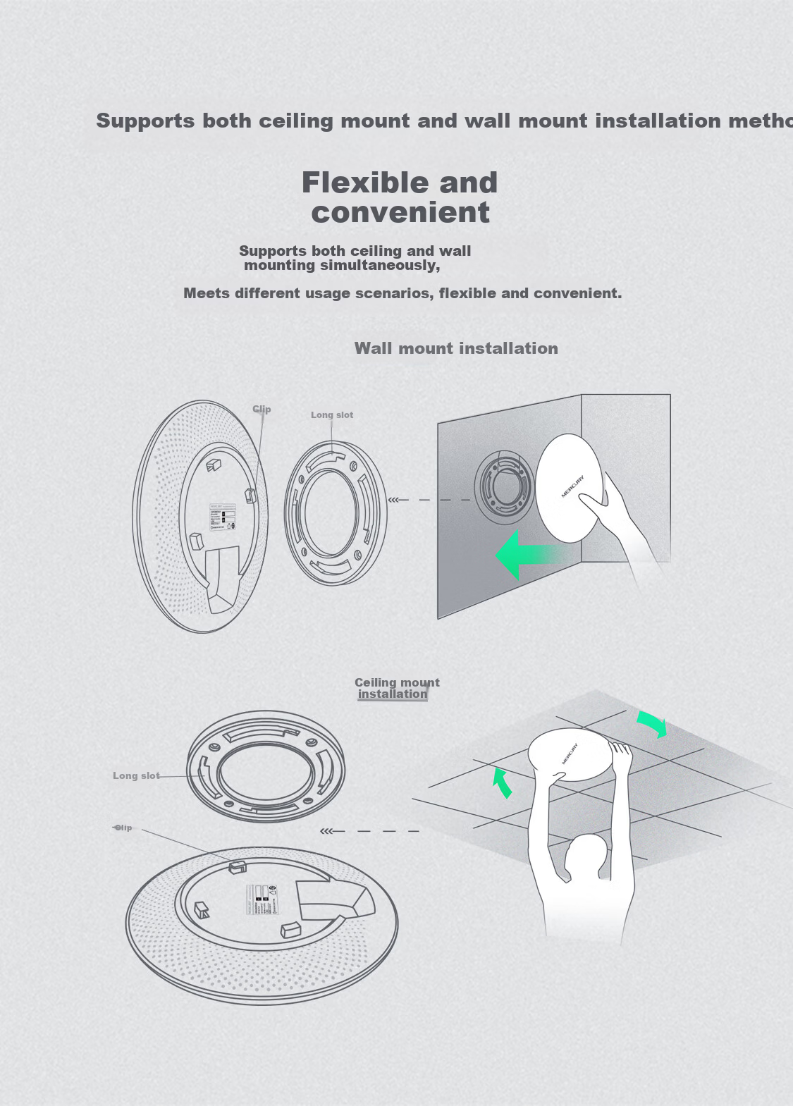 MERCURY Dual-Band Gigabit WiFi 6 Ceiling-Mounted 1500Mbps Wireless Standard PoE Powered Whole-House Coverage WiFi Hotel Enterprise Engineering Network Router MCXAP1500GP 12