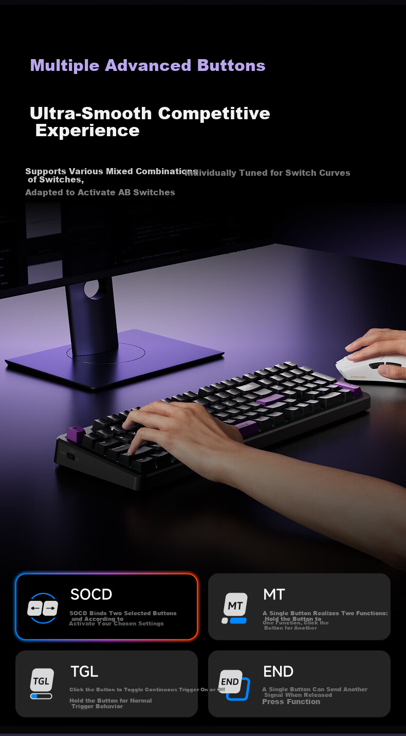 EWEADN X98 Custom Mechanical Keyboard Dual 8K Wired Wireless Bluetooth Tri-Mode Gaming Gasket Structure Hot-Swappable Full-Key Gaming Office PC Laptop Peripheral 5
