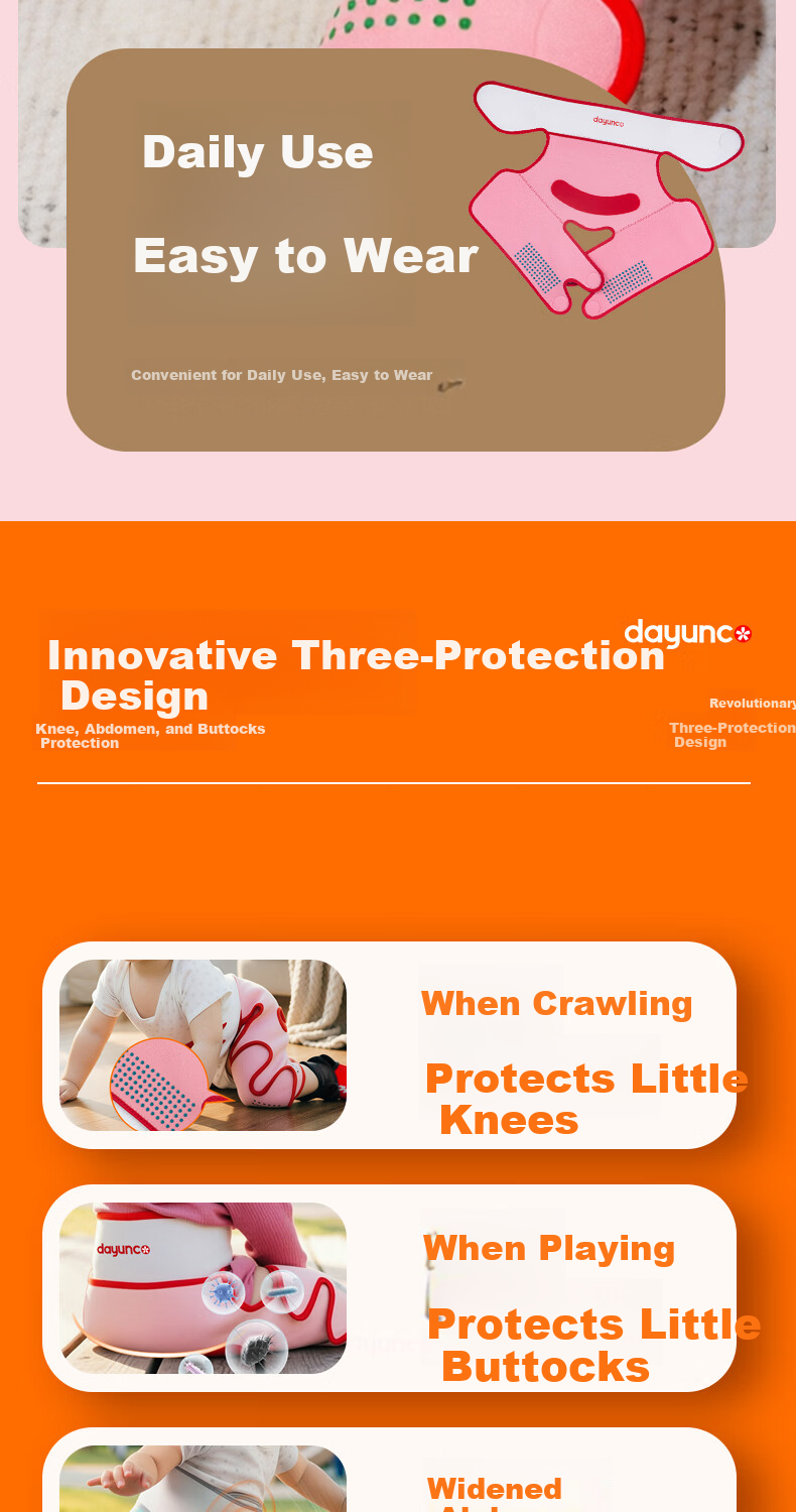 Kangshu Baby Crawling Suit Unisex Indoor Outdoor Anti-Dirt Knee Pads Belly Protection Diaper Cover Floor Cooling Isolation 10