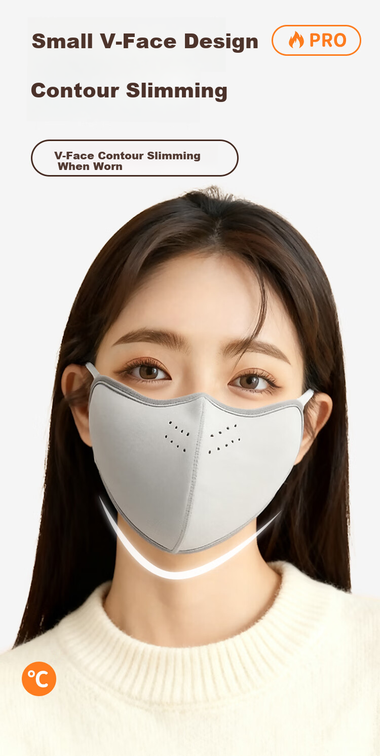 Aoke Cloud Warm Mask Winter Fleece Thickened Windproof Men's High-Value Women's Cotton 3D Breathable Anti-Fog Sunscreen Double-Sided German Velvet Washable Black 4